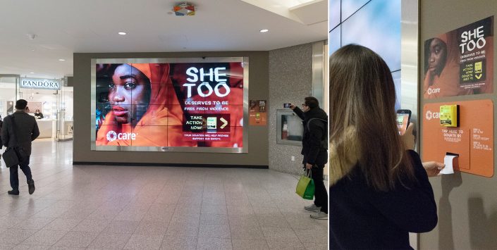 PATTISON Outdoor Reaches CARE Canada Donors with Digital Donation Wall for She Too Campaign pattison_care_canada_donation_wall