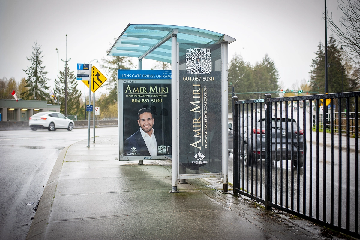 Scanning QR code in an OOH advertising campaign Transit Shelter AMIR MIRI